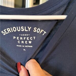 Aeropostale Perfect Crew Long Sleeve Tee - Deep Blue